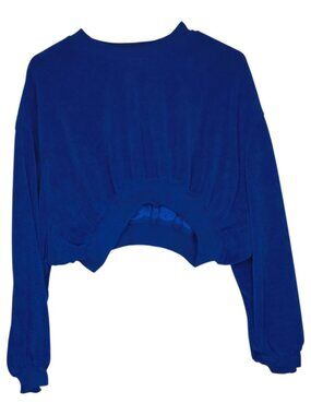 The Refinery Women's Size Medium Royal Blue Cropped Sweater Batwing Sleeve